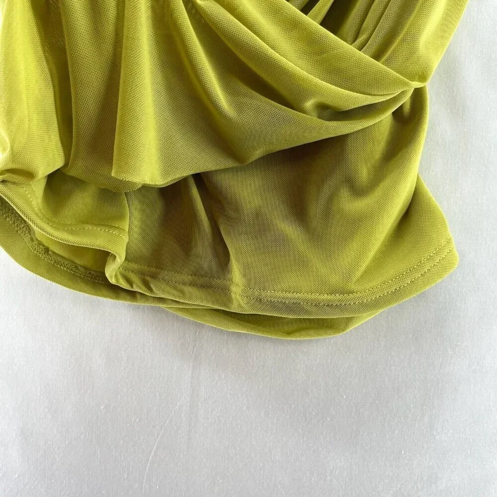 Willow & Root Tank Top Womens Size M Mesh Yoke Draped Sleeveless Blouse Yellow - Picture 8 of 12